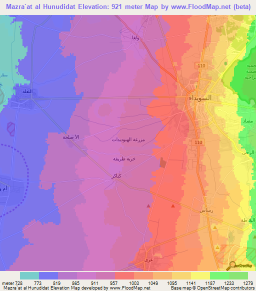 Mazra`at al Hunudidat,Syria Elevation Map