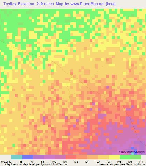 Tosiley,Somalia Elevation Map