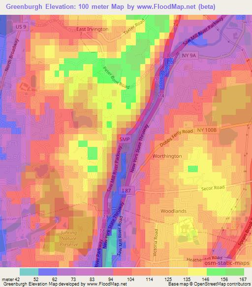 Greenburgh,US Elevation Map