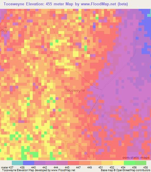 Toosweyne,Somalia Elevation Map