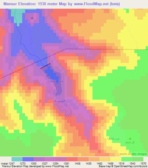 Mansur,Syria Elevation Map