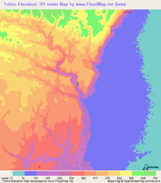 Tolmo,Somalia Elevation Map
