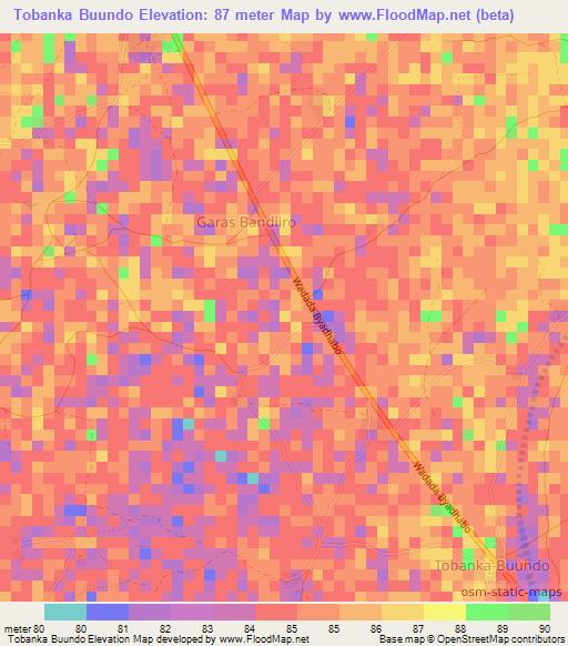 Tobanka Buundo,Somalia Elevation Map