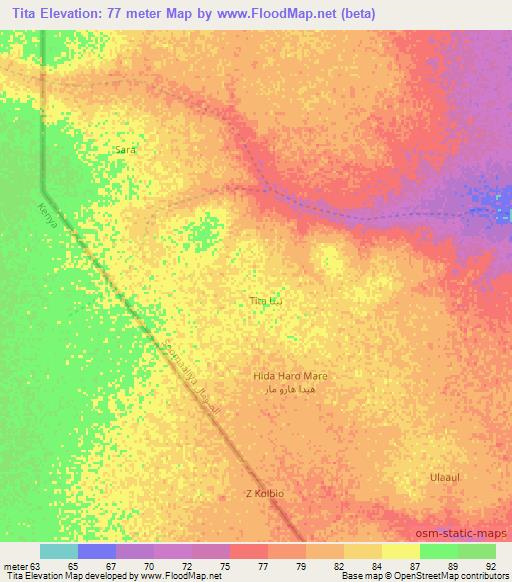 Tita,Somalia Elevation Map