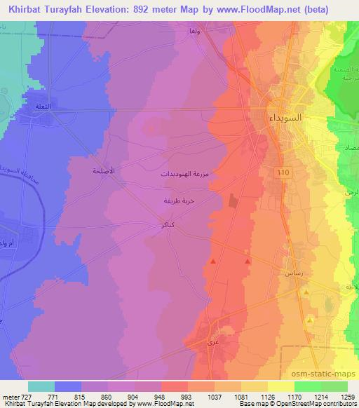 Khirbat Turayfah,Syria Elevation Map