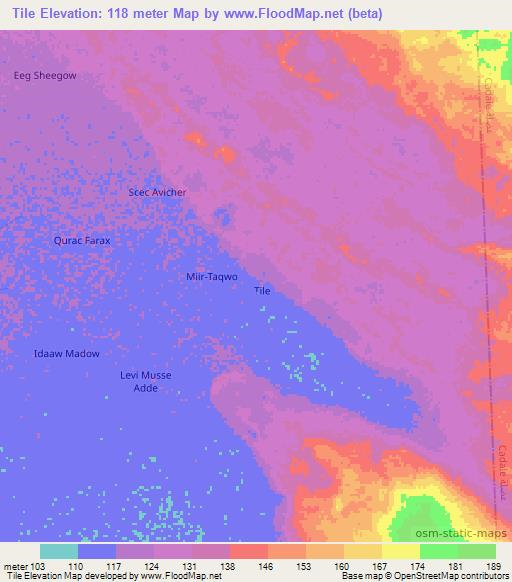 Tile,Somalia Elevation Map