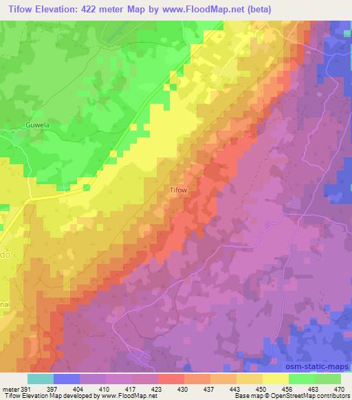 Tifow,Somalia Elevation Map