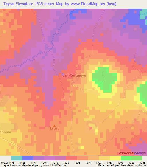 Teysa,Somalia Elevation Map
