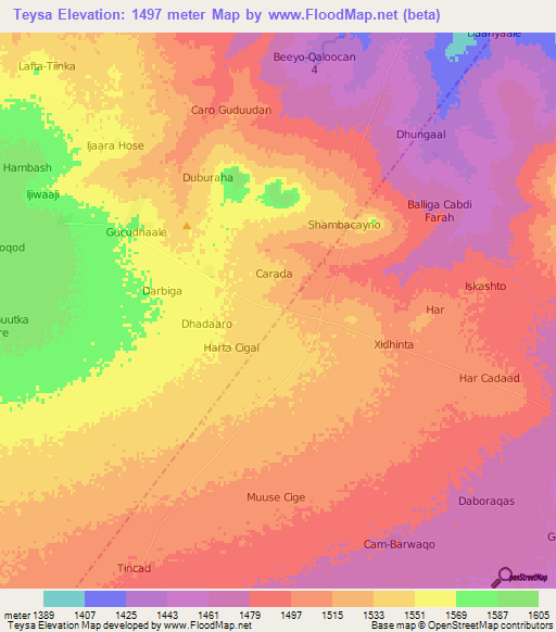 Teysa,Somalia Elevation Map