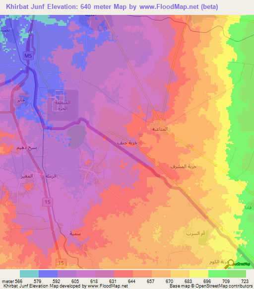Khirbat Junf,Syria Elevation Map