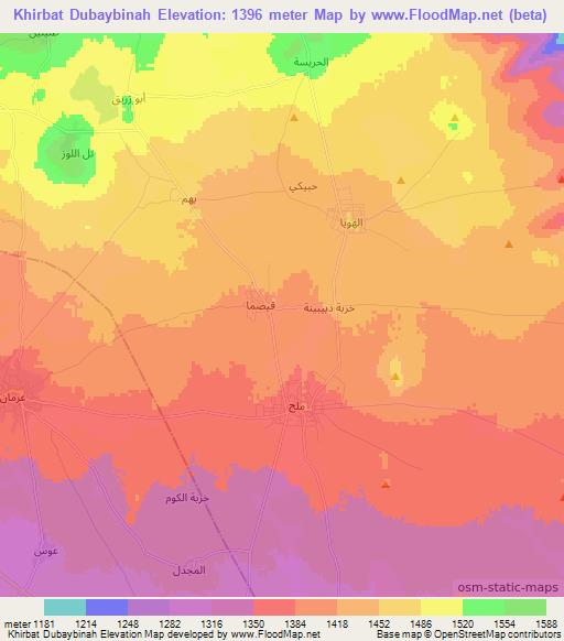 Khirbat Dubaybinah,Syria Elevation Map