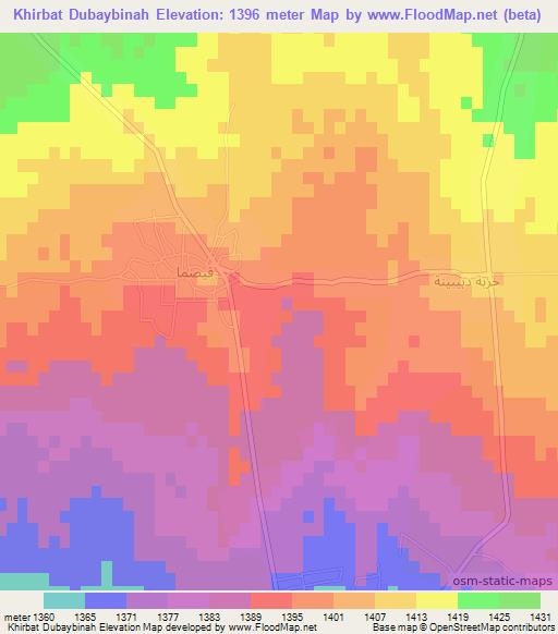 Khirbat Dubaybinah,Syria Elevation Map