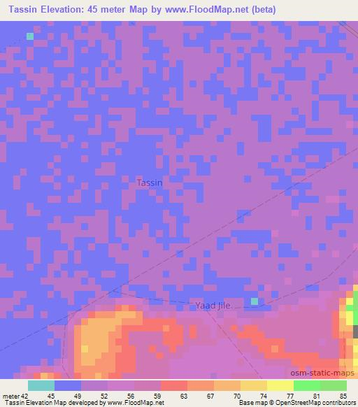 Tassin,Somalia Elevation Map