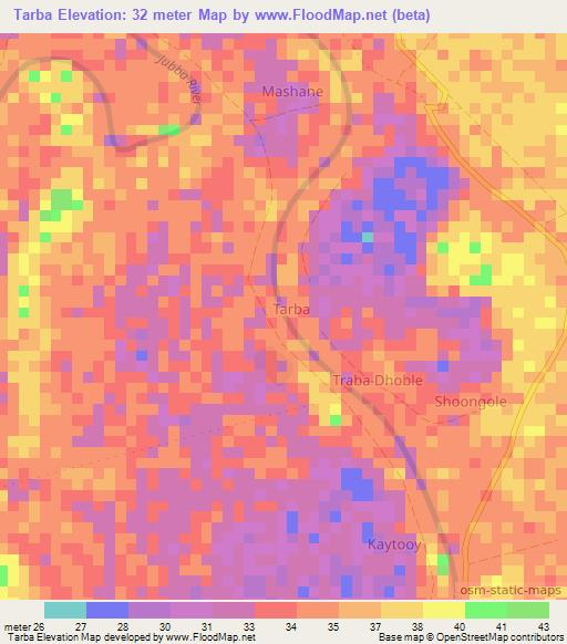 Tarba,Somalia Elevation Map