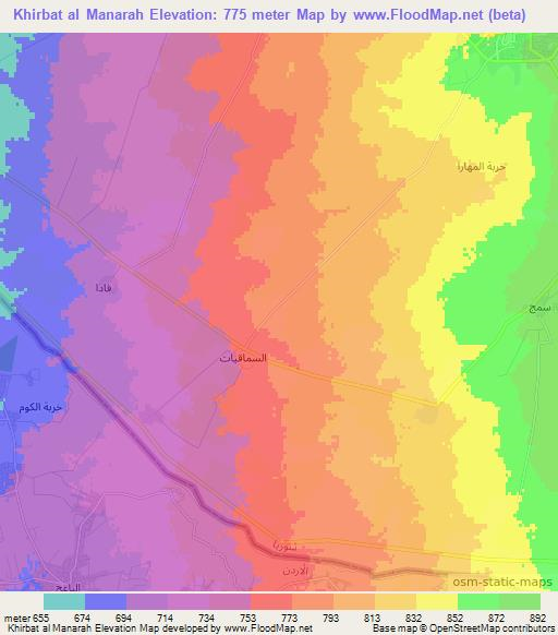 Khirbat al Manarah,Syria Elevation Map