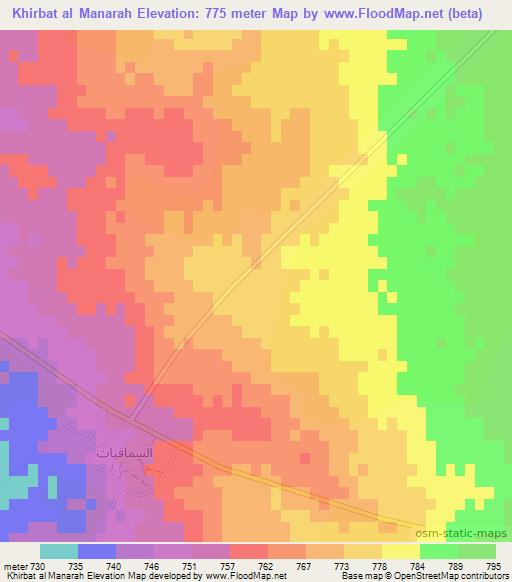 Khirbat al Manarah,Syria Elevation Map