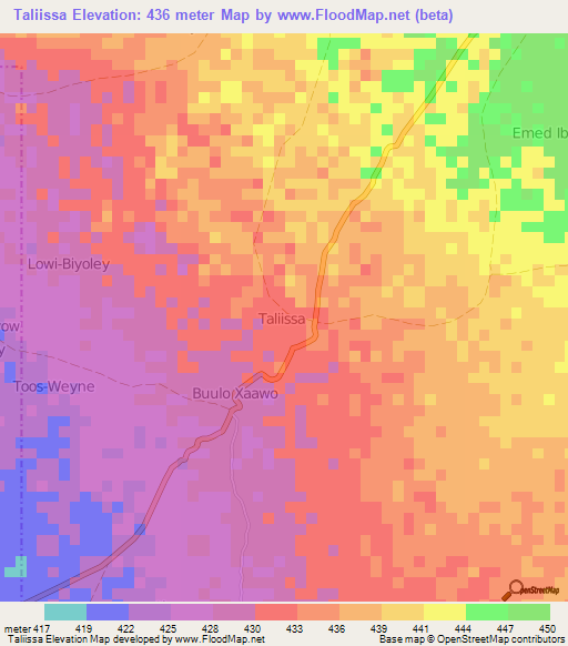 Taliissa,Somalia Elevation Map