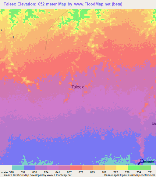 Taleex,Somalia Elevation Map