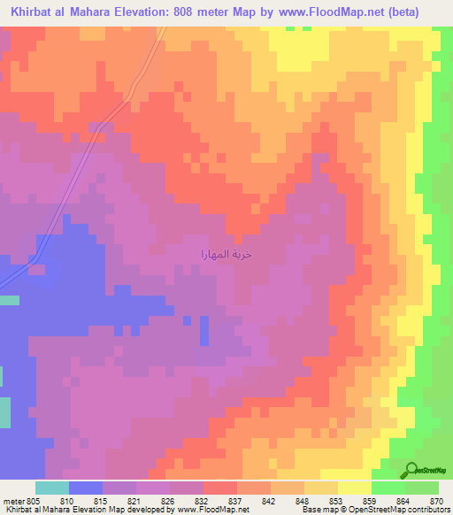 Khirbat al Mahara,Syria Elevation Map