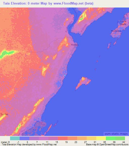 Taia,Somalia Elevation Map