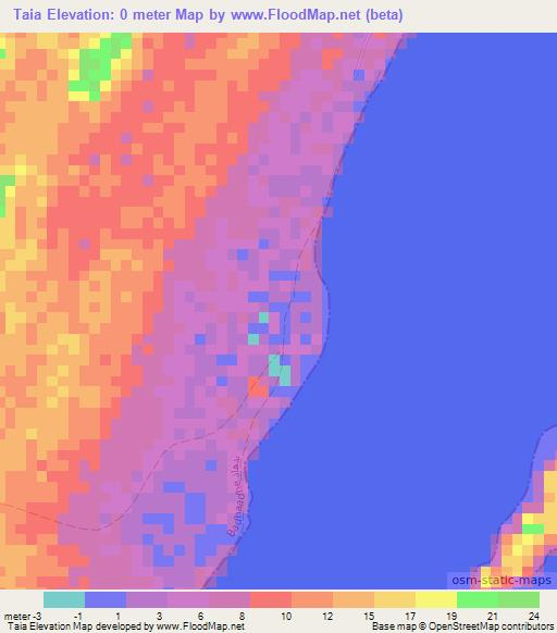 Taia,Somalia Elevation Map