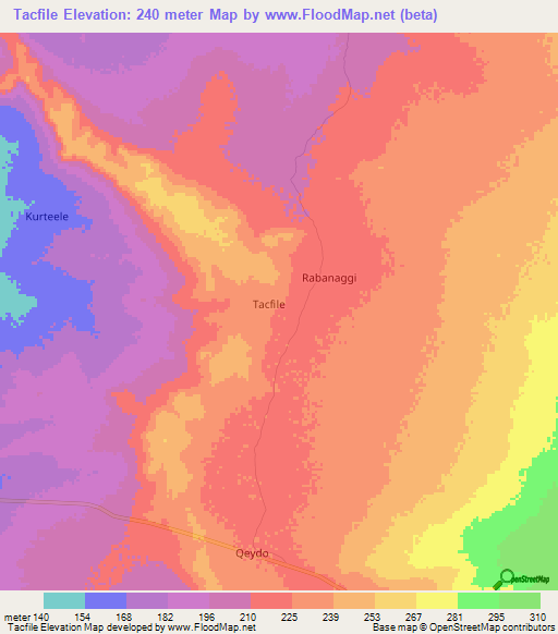 Tacfile,Somalia Elevation Map