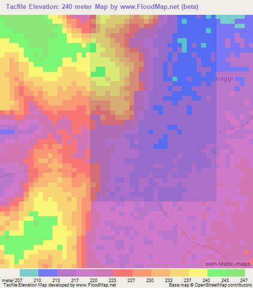 Tacfile,Somalia Elevation Map