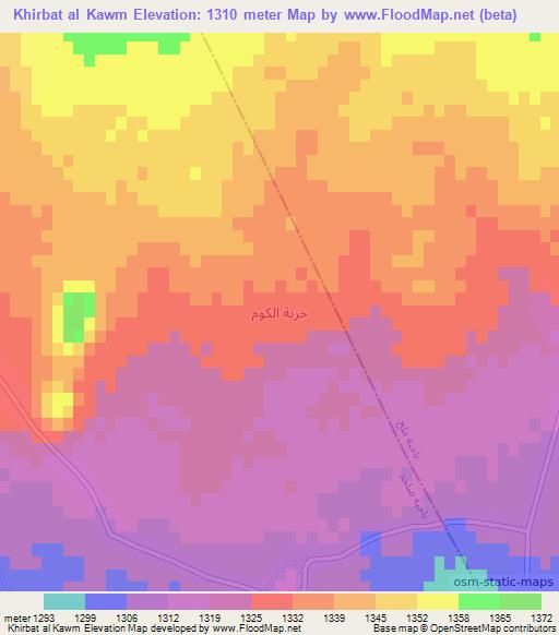 Khirbat al Kawm,Syria Elevation Map
