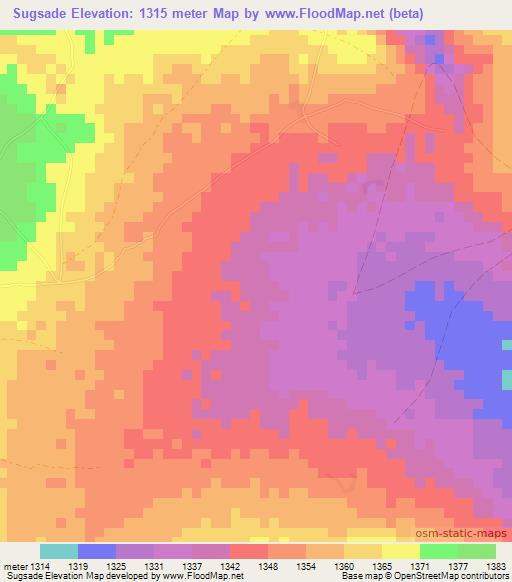 Sugsade,Somalia Elevation Map