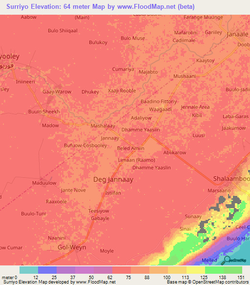 Surriyo,Somalia Elevation Map
