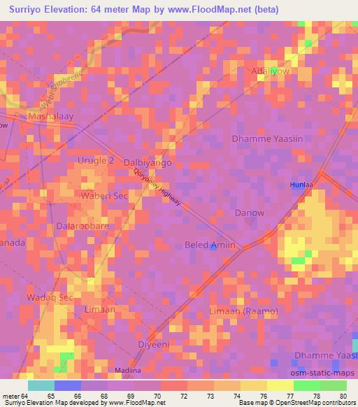Surriyo,Somalia Elevation Map