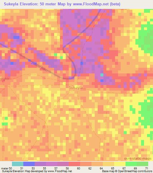 Sukeyla,Somalia Elevation Map