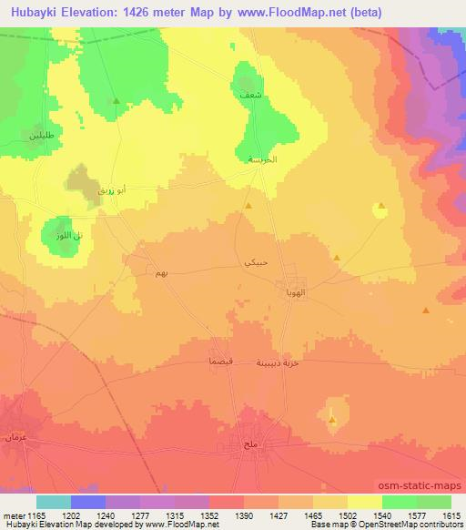 Hubayki,Syria Elevation Map