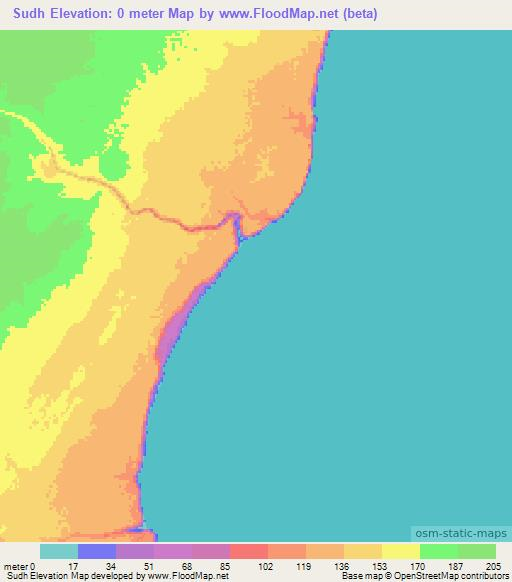 Sudh,Somalia Elevation Map
