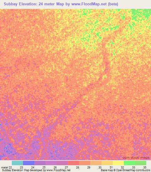 Subbay,Somalia Elevation Map