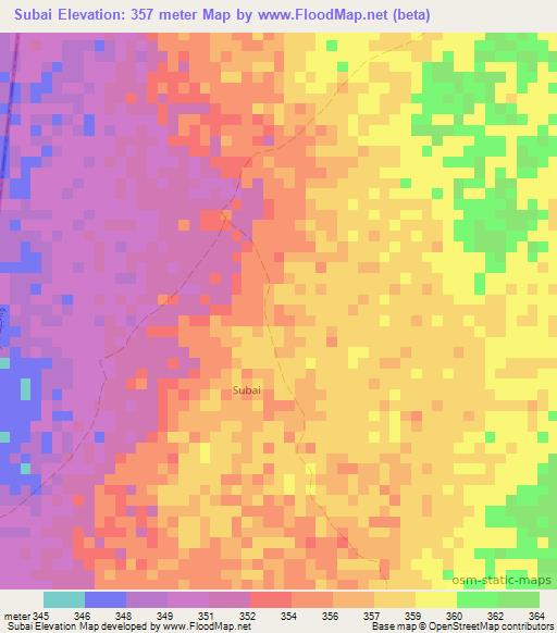 Subai,Somalia Elevation Map