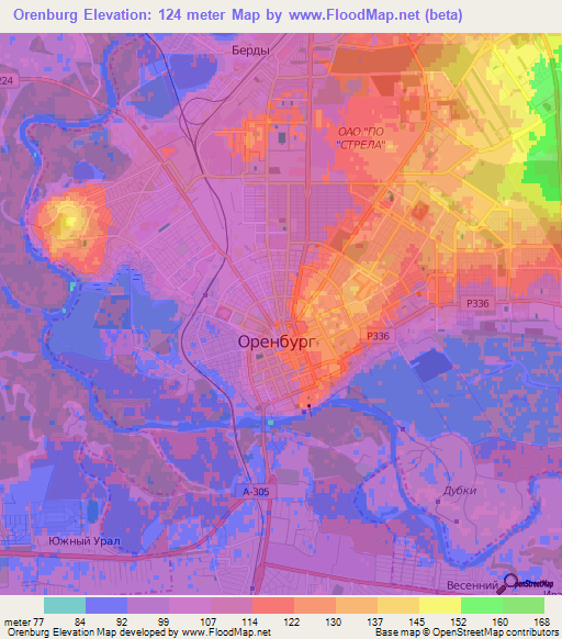 Orenburg,Russia Elevation Map