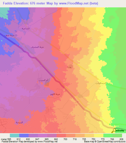 Fadda,Syria Elevation Map