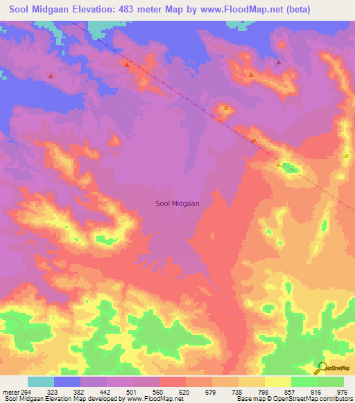 Sool Midgaan,Somalia Elevation Map