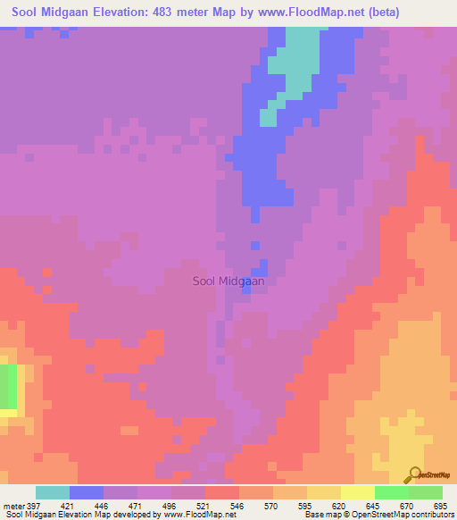 Sool Midgaan,Somalia Elevation Map