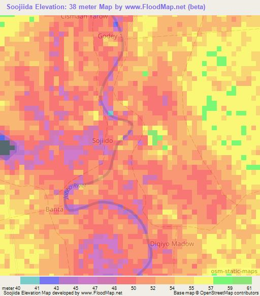 Soojiida,Somalia Elevation Map