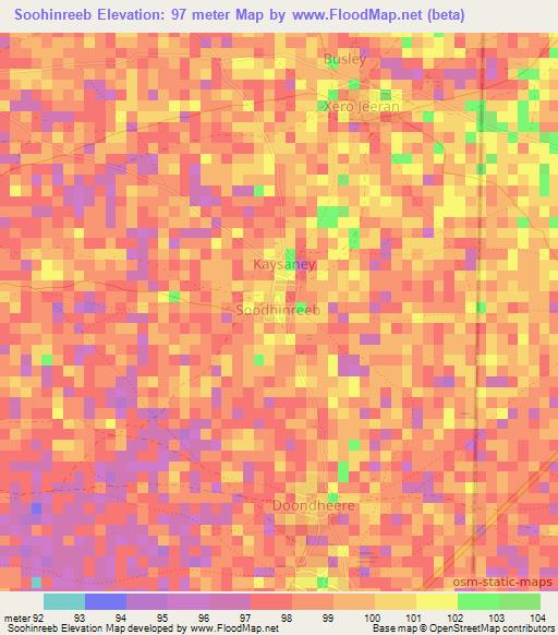 Soohinreeb,Somalia Elevation Map