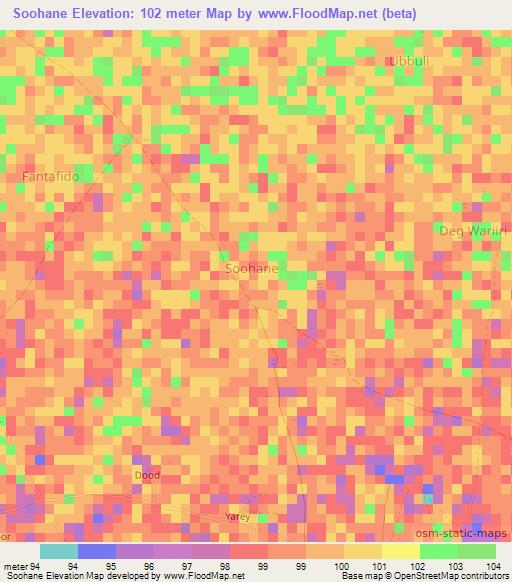 Soohane,Somalia Elevation Map
