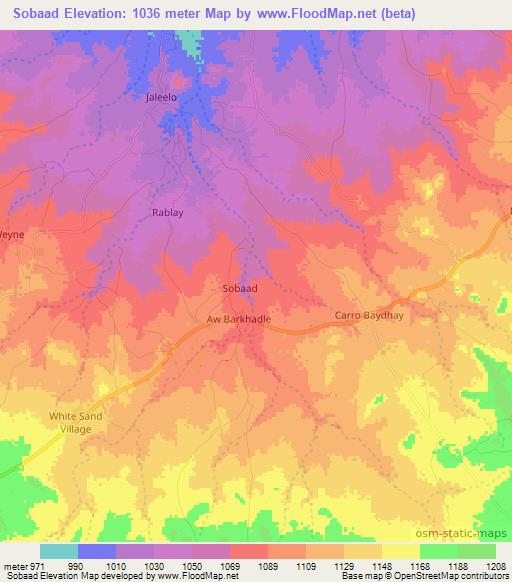 Sobaad,Somalia Elevation Map
