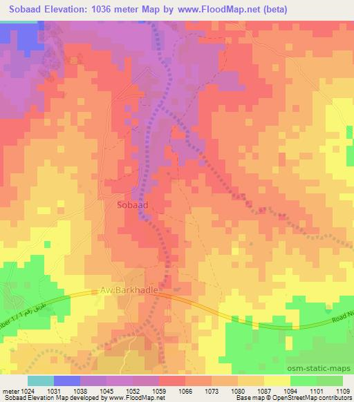Sobaad,Somalia Elevation Map