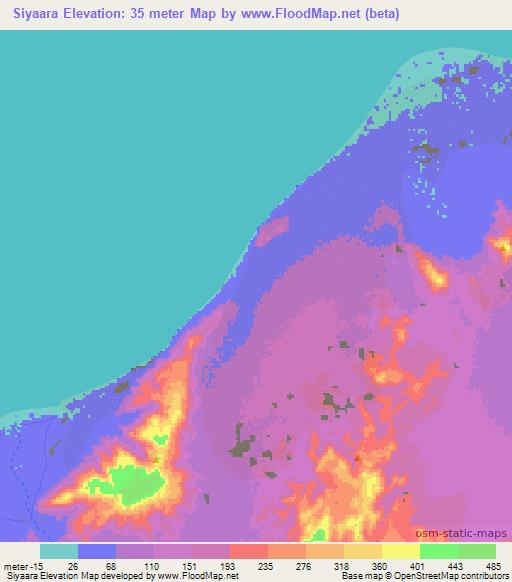Siyaara,Somalia Elevation Map