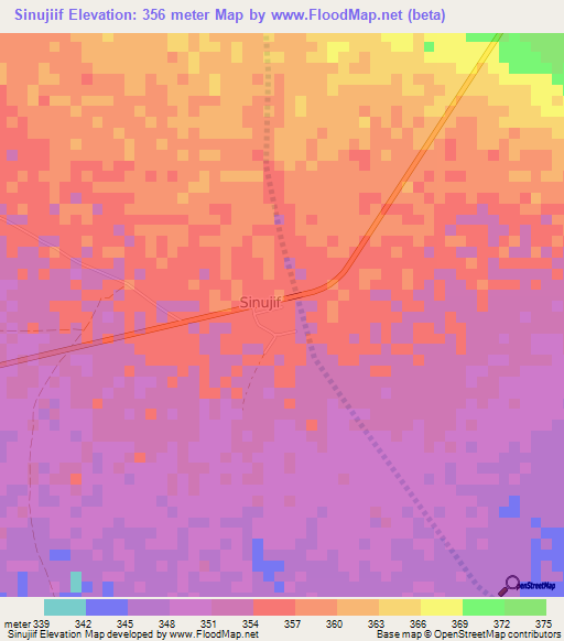Sinujiif,Somalia Elevation Map