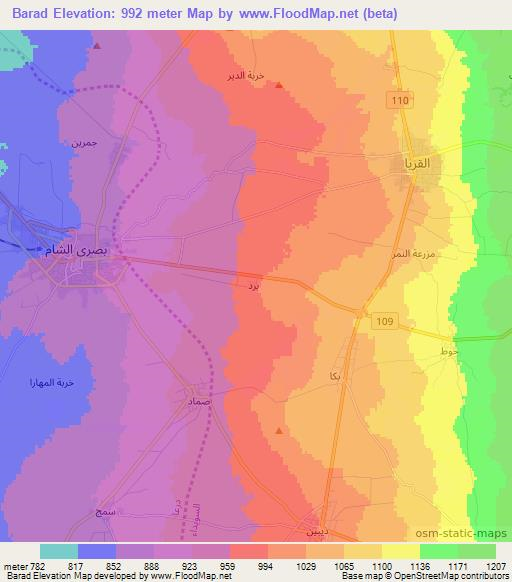 Barad,Syria Elevation Map