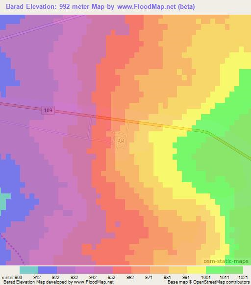 Barad,Syria Elevation Map