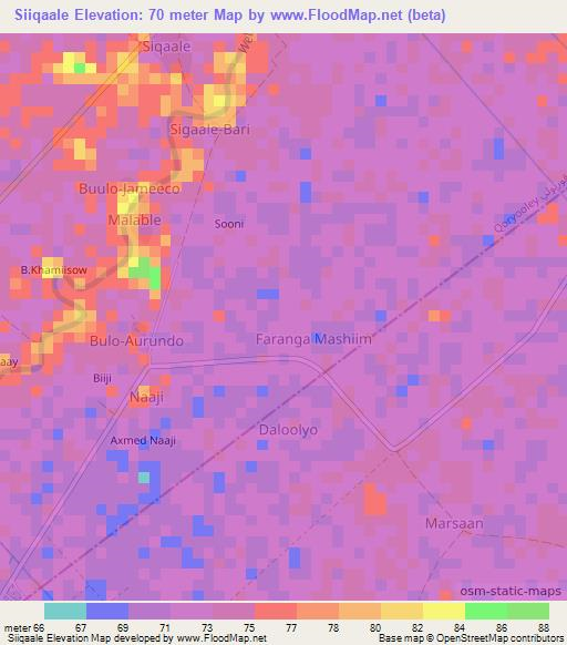 Siiqaale,Somalia Elevation Map